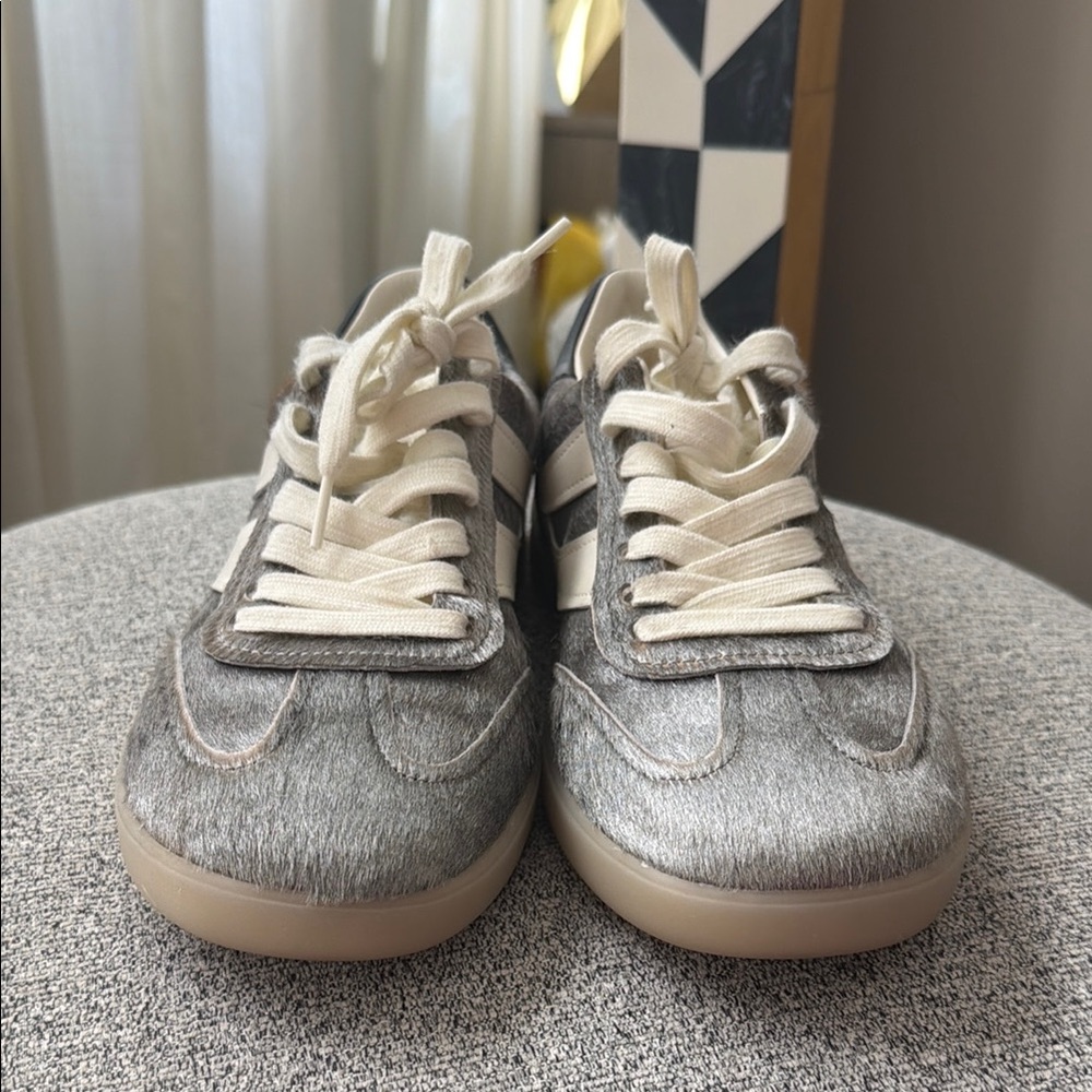 Women’s Gray Haircalf Lace-Up Sneakers